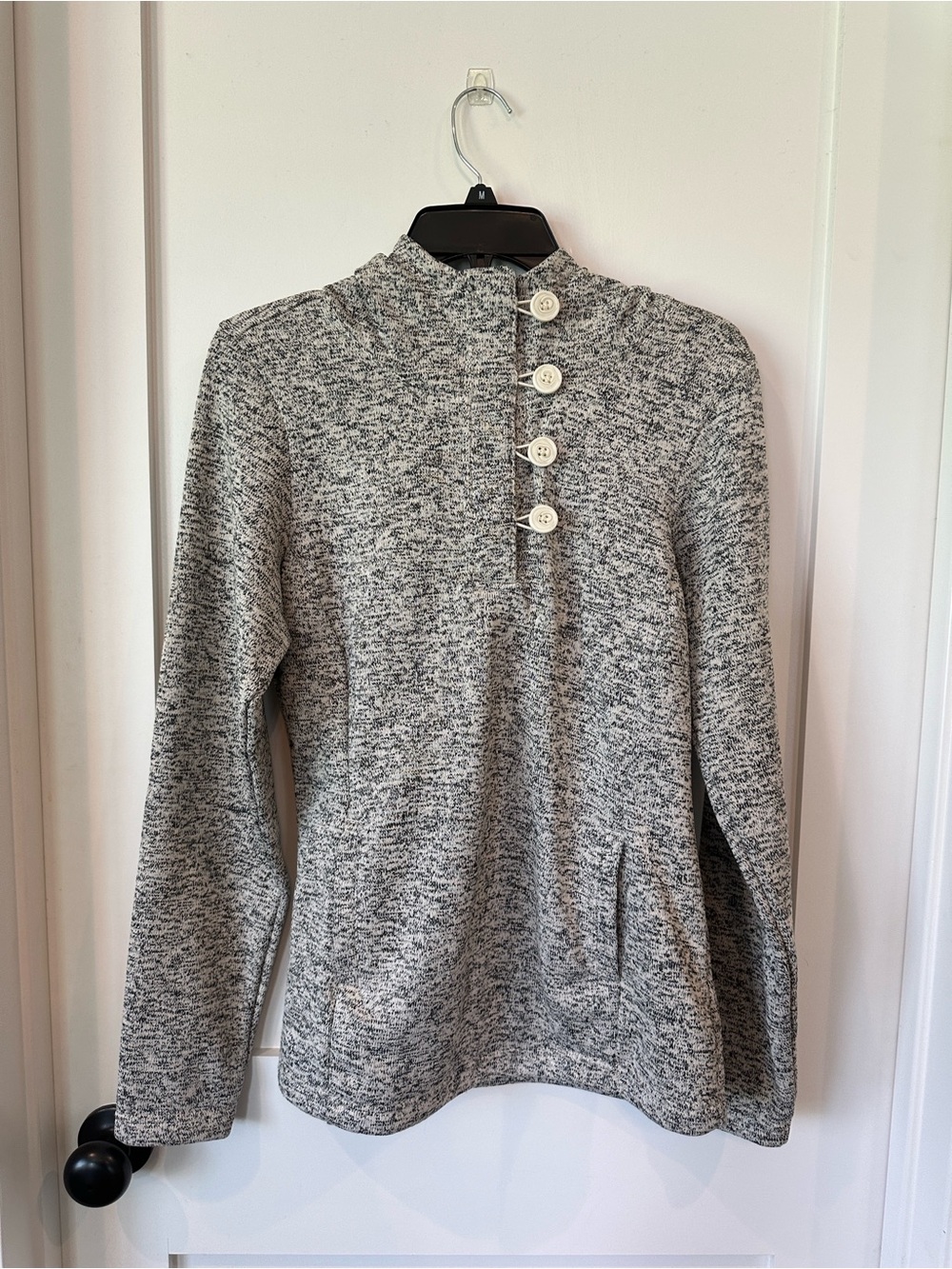 Columbia Gray Marled Button-Front Turtleneck hoodie Sweater